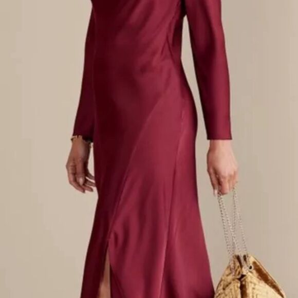Soft Surroundings Solange Satin Cabernet dress new with tags size 10 cowl neck‎ - Picture 3 of 16